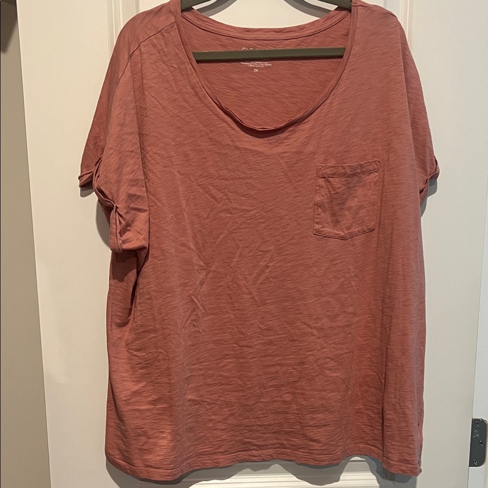 C&C California Scoop Neck Pocket Tee in Dusty Rose